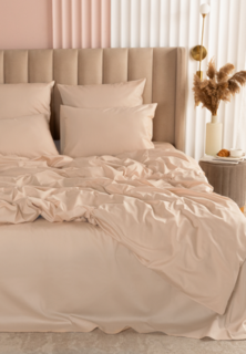 Постельное белье Евро Soft Box Айвори, с простыней на резинке 180х200, сатин