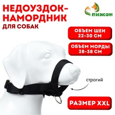 Недоуздок-намордник для собак строгий, размер xxl, оm 28-38 см, ош 22-30 см, черный Пижон