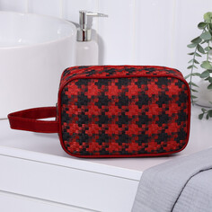 Косметичка дорожная на молнии, с ручкой, цвет черный/красный NO Brand