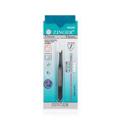 Пинцет для бровей Zinger B 164 SH скошенный , плоский , ручная заточка