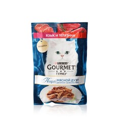 Влажный корм для кошек Gourmet Мясной дуэт " язык и телятина " 75г