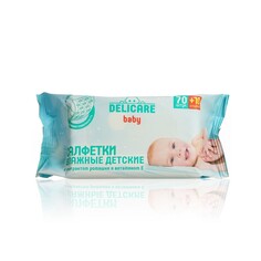 Влажные салфетки Delicare для детей , с экстрактом ромашки и витамином Е 80шт