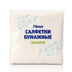 Бумажные салфетки Floom однослойные, белые, 24*24 см, 100шт