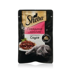 Влажный корм для кошек Sheba Pleasure ломтики в соусе с говядиной и кроликом 75г