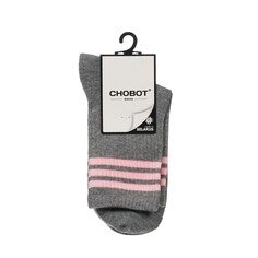 Женские спортивные носки Chobot " Три полоски " Серый / Розовый р.23