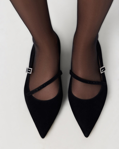 Балетки из замши черного цвета