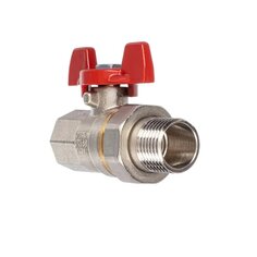 Кран для воды, 1/2, г-ш, ручка-бабочка, с американкой, прямой, PN40, РосТурПласт