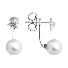 Серьги SOKOLOV из серебра с синтетическим жемчугом и фианитами