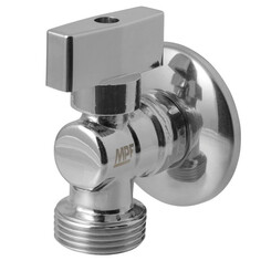 Запорная арматура для бытовой техники кран шаровой угловой 1/2" х 3/4" НР/НР для бытовой техники с отражателем, хром NO Name