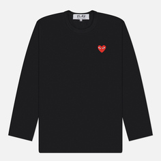 Мужской лонгслив Comme des Garcons Play Classic Red Heart, цвет чёрный