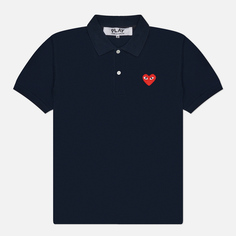 Мужское поло Comme des Garcons Play Red Heart Emblem, цвет синий