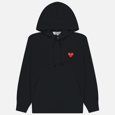 Мужская толстовка Comme des Garcons Play Red Heart Emblem Hoodie, цвет чёрный