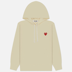 Мужская толстовка Comme des Garcons Play Red Heart Emblem Hoodie, цвет бежевый