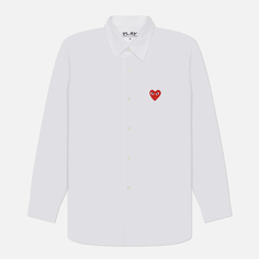 Мужская рубашка Comme des Garcons Play Red Heart Emblem, цвет белый