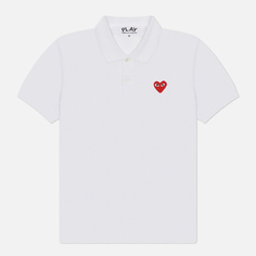 Мужское поло Comme des Garcons Play Red Heart Emblem, цвет белый