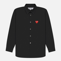 Мужская рубашка Comme des Garcons Play Red Heart Emblem, цвет чёрный