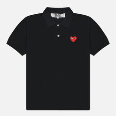 Мужское поло Comme des Garcons Play Red Heart Emblem, цвет чёрный
