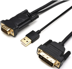 Кабель Atcom AT9506 DVI-VGA 1.8 m (DVI-D с чипом, черный, в пакете)