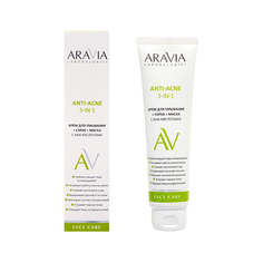 Крем для умывания ARAVIA LABORATORIES ANTI-ACNE + скраб + маска с AHA-кислотами 100 мл