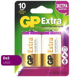 Батарейки GP Extra Alkaline D (LR20), 2 шт (13AXNEW-2CR2) Extra Alkaline D (LR20), 2 шт (13AXNEW-2CR2)