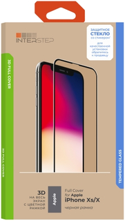 Защитное стекло с рамкой 3D InterStep Full Cover iPhone Xs/X, черная рамка (IS-TG-IPHONXS3B-UA3B202) Full Cover iPhone Xs/X, черная рамка (IS-TG-IPHONXS3B-UA3B202)