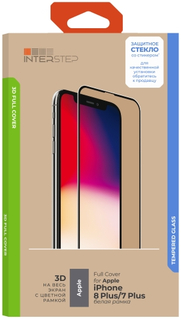 Защитное стекло с рамкой 3D InterStep Full Cover iPhone 8 Plus/7 Plus, белая рамка (IS-TG-IPH8P3DWH-UA3B202) Full Cover iPhone 8 Plus/7 Plus, белая рамка (IS-TG-IPH8P3DWH-UA3B202)