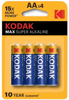 Батарейки Kodak Max Super Alkaline AA (LR6), 4 шт (30952867) Max Super Alkaline AA (LR6), 4 шт (30952867)
