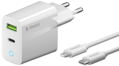 Сетевое зарядное устройство Deppa PD/QC 3.0 20W + кабель USB-C-Lightning (MFI), 1,2 м (11396) PD/QC 3.0 20W + кабель USB-C-Lightning (MFI), 1,2 м (11396)