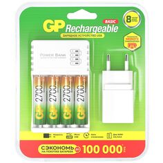 Зарядное устройство GP USB + 4 аккумулятора АA (HR6) 2700mAh + адаптер (GP 270AAHC/CPBA-2CR4) USB + 4 аккумулятора АA (HR6) 2700mAh + адаптер (GP 270AAHC/CPBA-2CR4)