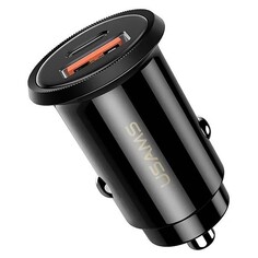 Автомобильное зарядное устройство Usams USB + Type-C QC 4.0 + PD 3.0 Fast Charging Black (УТ000024955) USB + Type-C QC 4.0 + PD 3.0 Fast Charging Black (УТ000024955)