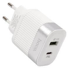 Сетевое зарядное устройство Hoco RC4, USB+Type-C, PD 20W + QC 3.0, белое (УТ000024733) RC4, USB+Type-C, PD 20W + QC 3.0, белое (УТ000024733)