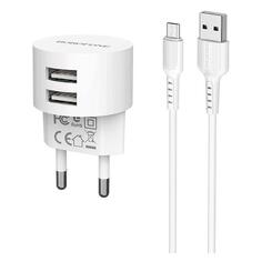Сетевое зарядное устройство Borofone BA23A Brilliant, 2хUSB, 2,4 A + кабель micro-USB, белое (04016) BA23A Brilliant, 2хUSB, 2,4 A + кабель micro-USB, белое (04016)