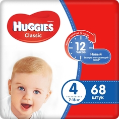 Подгузники Huggies Classic, размер 4, 7-18 кг, 68 шт Classic, размер 4, 7-18 кг, 68 шт