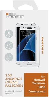 Защитное стекло с рамкой 2.5D InterStep для Huawei Y6 Prime 2018, белая рамка (IS-TG-HUAY6P8FW-000B202) для Huawei Y6 Prime 2018, белая рамка (IS-TG-HUAY6P8FW-000B202)