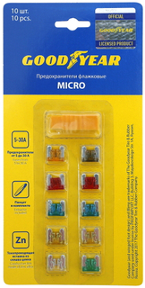Набор флажковых предохранителей Goodyear Micro, 10 шт (GY003050) Micro, 10 шт (GY003050)