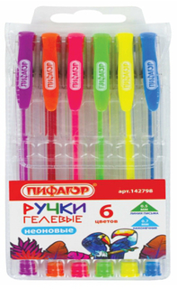 Набор ручек Пифагор "Неон", 6 шт (142798) "Неон", 6 шт (142798)