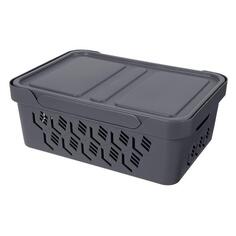 Ящик для хранения Econova Deluxe, 380х276х140 мм, 12 л, серый (32057-01) Deluxe, 380х276х140 мм, 12 л, серый (32057-01)