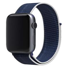 Ремешок Red Line нейлоновый для Apple Watch 42-44mm S3/S4/S5 SE/S6/S7/S8, темно-синий с серым/голубым краем (УТ000032935) нейлоновый для Apple Watch 42-44mm S3/S4/S5 SE/S6/S7/S8, темно-синий с серым/голубым краем (УТ000032935)