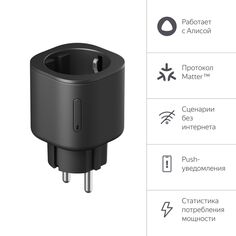 Умная розетка Яндекс с Алисой, Matter, черная (YNDX-00540BLK) с Алисой, Matter, черная (YNDX-00540BLK)