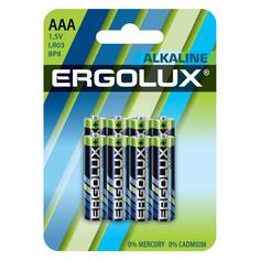 Батарейки Ergolux Alkaline LR03 (AAA), 1,5В, 8 шт (LR03-BP8) Alkaline LR03 (AAA), 1,5В, 8 шт (LR03-BP8)
