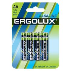 Батарейки Ergolux Alkaline LR6 (АА), 1,5В, 8 шт (LR6-BP8) Alkaline LR6 (АА), 1,5В, 8 шт (LR6-BP8)