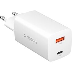 Сетевое зарядное устройство Deppa USB-A + USB-C, PD 3.0, QC 3.0, 65W, GaN, белое (11434) USB-A + USB-C, PD 3.0, QC 3.0, 65W, GaN, белое (11434)