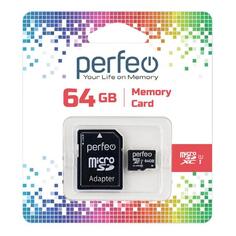 Карта памяти Perfeo microSDXC 64GB High-Capacity Class 10 UHS-1 + адаптер (PF64GMCSX10U1A) microSDXC 64GB High-Capacity Class 10 UHS-1 + адаптер (PF64GMCSX10U1A)