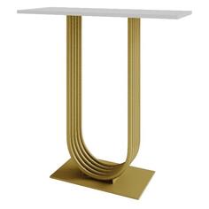 Консольный стол GENGLASS Arfeo 80, 800х350х800 мм, золотистое подстолье с белой столешницей (GGK-02-1-3-80) Arfeo 80, 800х350х800 мм, золотистое подстолье с белой столешницей (GGK-02-1-3-80)