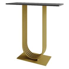 Консольный стол GENGLASS Arfeo 80, 800х350х800 мм, золотистое подстолье с черной столешницей (GGK-02-1-2-80) Arfeo 80, 800х350х800 мм, золотистое подстолье с черной столешницей (GGK-02-1-2-80)