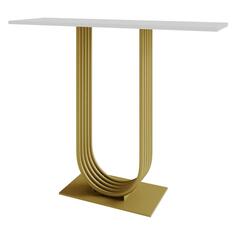 Консольный стол GENGLASS Arfeo 100, 1000х350х800 мм, золотистое подстолье с белой столешницей (GGK-02-1-3-100) Arfeo 100, 1000х350х800 мм, золотистое подстолье с белой столешницей (GGK-02-1-3-100)