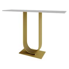 Консольный стол GENGLASS Arfeo 120, 1200х350х800 мм, золотистое подстолье с белой столешницей (GGK-02-1-3-120) Arfeo 120, 1200х350х800 мм, золотистое подстолье с белой столешницей (GGK-02-1-3-120)