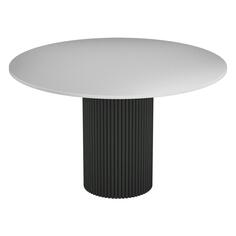 Обеденный стол GENGLASS Trubis Wood L, с трубчатым подстольем, 120х120х75 см, чёрный/белый (GGT-03-2-3-L-120) Trubis Wood L, с трубчатым подстольем, 120х120х75 см, чёрный/белый (GGT-03-2-3-L-120)