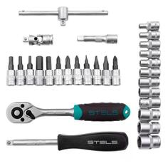 Набор ручного инструмента Stels 1/4", CrV, 29 предметов, пластиковый кейс (14100) 1/4", CrV, 29 предметов, пластиковый кейс (14100)
