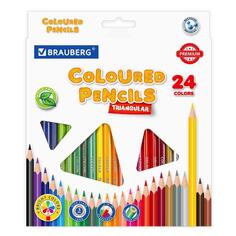 Карандаши цветные Brauberg Premium, пластиковые, трехгранные, грифель 3 мм, 24 цвета (181663) Premium, пластиковые, трехгранные, грифель 3 мм, 24 цвета (181663)